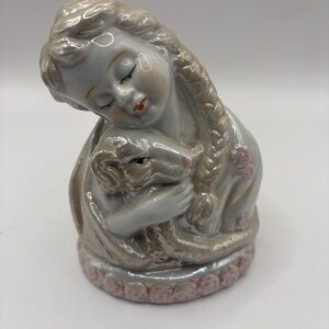 Vintage Girl with Dog Figurine Made in China